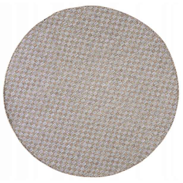 Koberec hnědý kulatý 120 cm geometrický, voděodolný, měkký