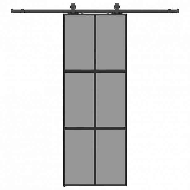 vidaXL Posuvné dveře se sadou kování černé 76x205 cm Tvrzené sklo