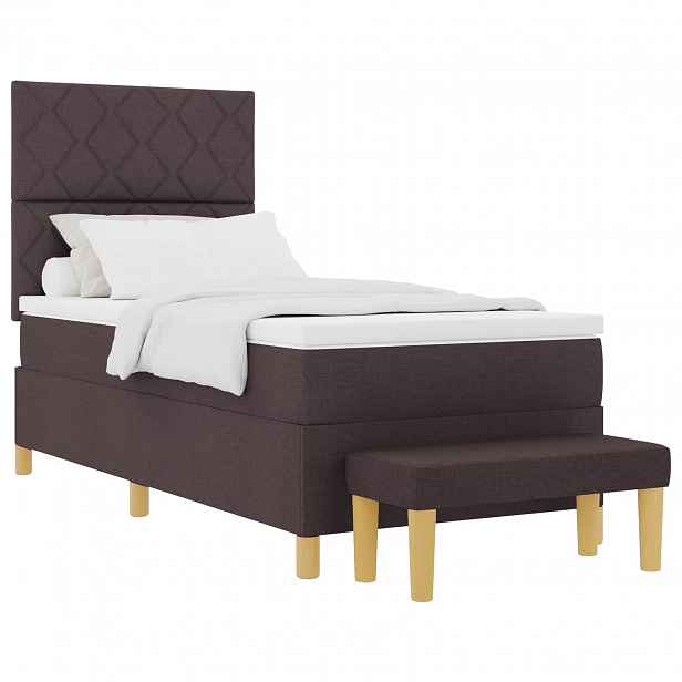 vidaXL Postel s boxspringem s čelo Tmavě hnědá 200 x 100 cm textil