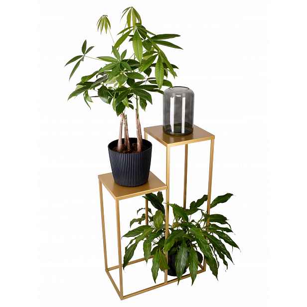 Držák Na Květináč Stojící Kovový Stojan Regál Na Květiny Rostliny Loft 80 CM Zlatý
