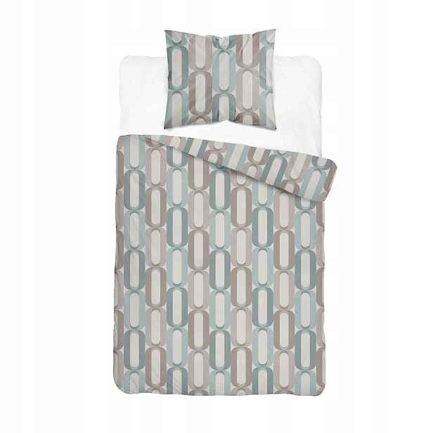 Povlečení Home Satin 140x200 šedá béžovo-mátový geometrický vzor