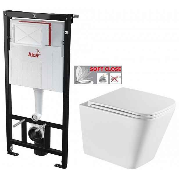 Předstěnový instalační systém bez tlačítka + WC INVENA FLORINA /VÍROVÉ SPLACH/ WITH SOFT, včetně soft/close sedátka AM101/1120 X FL1