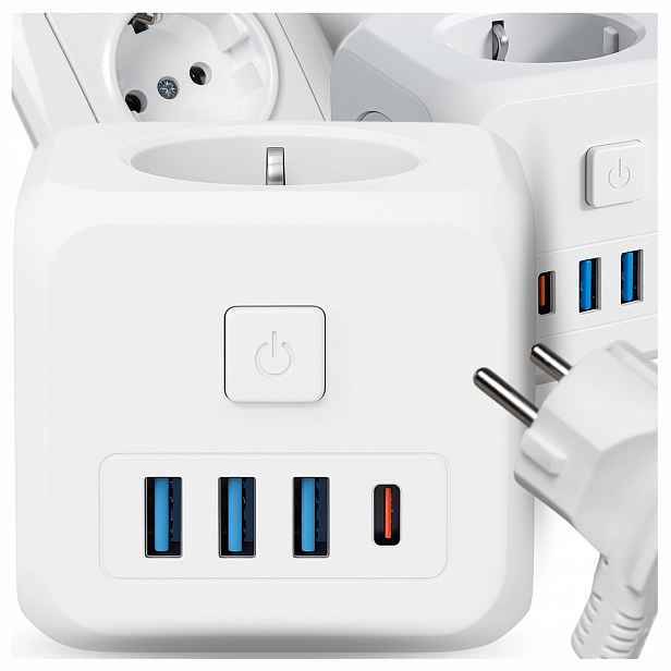 Rozbočka Síťový 3 Zásuvky Zásuvka Rozdělovač Portů Usb Usb C Kostka