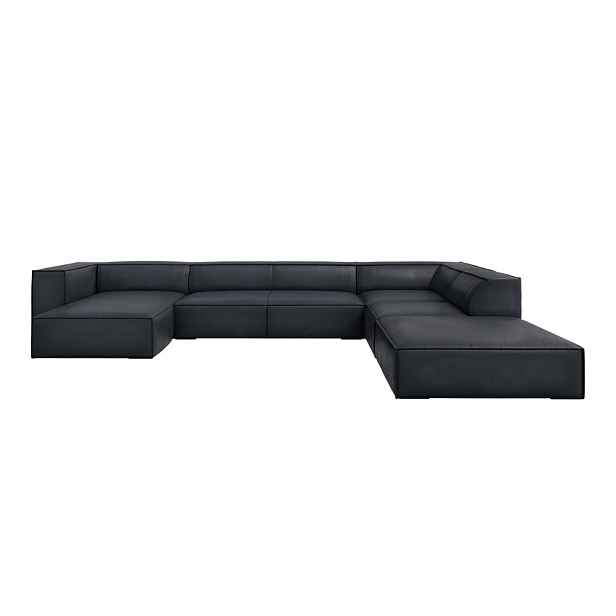 Tmavě modrá kožená rohová pohovka (pravý roh) Madame – Windsor & Co Sofas