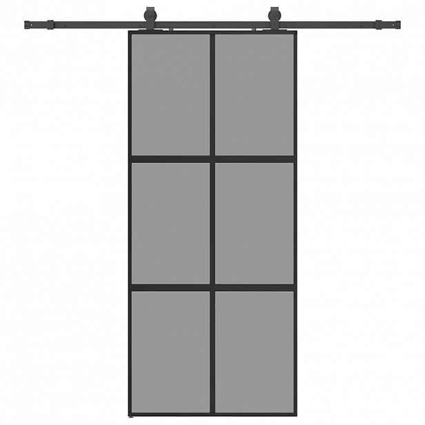 vidaXL Posuvné dveře se sadou kování černé 90x205 cm Tvrzené sklo