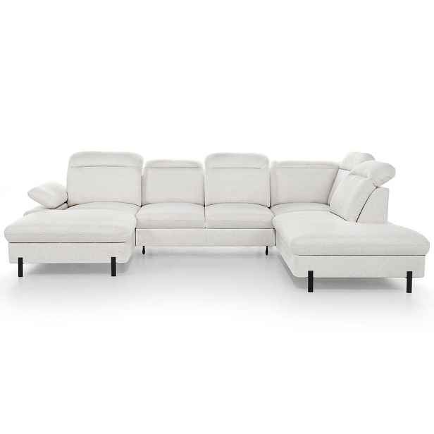 Beautysofa SEDACÍ SOUPRAVA Sora U s funkcí spaní, nastavitelnou hloubkou sedu, opěrkami hlavy a područkou, 365 cm, světle béžová, levá