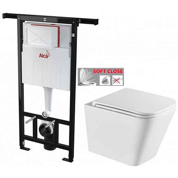 Předstěnový instalační systém bez tlačítka + WC INVENA FLORINA /VÍROVÉ SPLACH/ WITH SOFT, včetně soft/close sedátka AM102/1120 X FL1