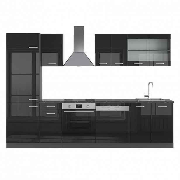 Vicco KUCHYŇSKÝ KOUT R-Line Vysoce lesklá černá/antracitová 300 cm , PD Antracit