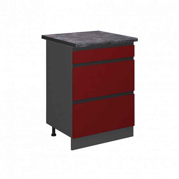 Vicco SPODNÍ SKŘÍŇKA KUCHYŇSKÉ LINKY R-Line Červená 60 cm se zásuvkami, PD Antracit