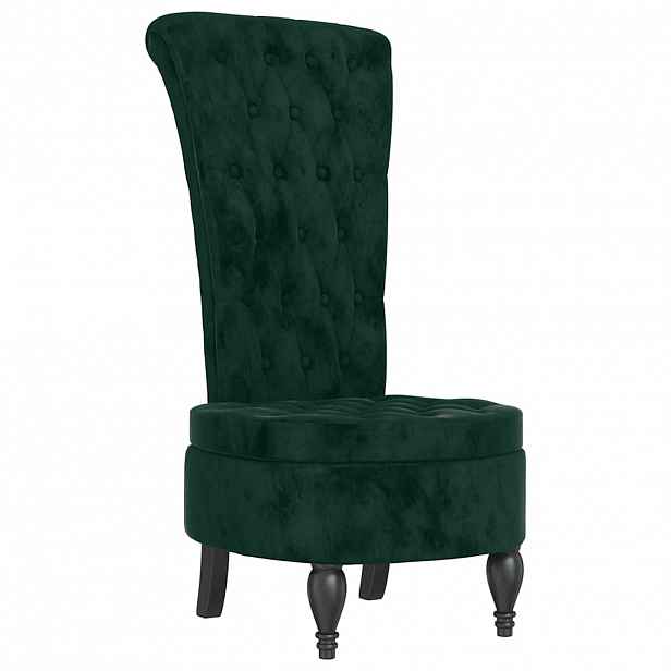 vidaXL Židle s vysokým opěradlem tmavě zelená samet design s knoflíky