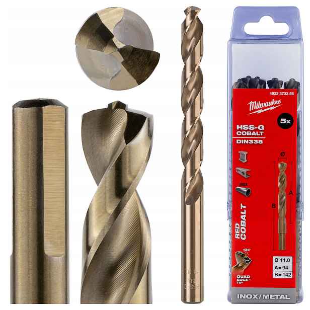 Kobaltové vrtáky do kovu 11 mm 5ks z nerezové oceli Milwaukee Cobalt