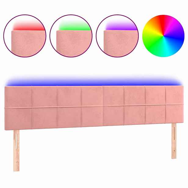 vidaXL Čelo postele s LED růžové 180x5x78/88 cm samet