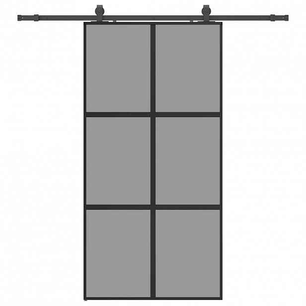 vidaXL Posuvné dveře se sadou kování černé 102,5x205 cm Tvrzené sklo