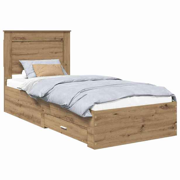 vidaXL Rám postele s čelo Artisanový dub 100 x 200 cm Kompozitní dřevo