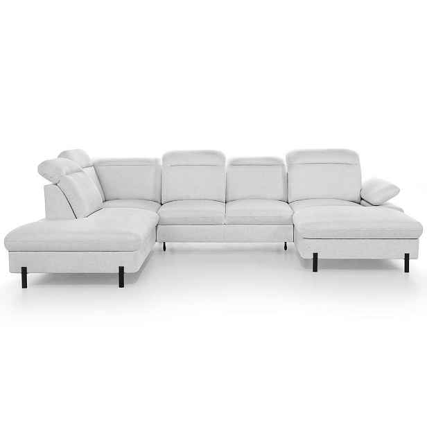 Beautysofa SEDACÍ SOUPRAVA Sora U s funkcí spaní, nastavitelnou hloubkou sedu, opěrkami hlavy a područkou, 365 cm, světle šedá, pravá