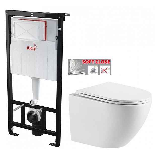 Předstěnový instalační systém bez tlačítka + WC INVENA LIMNOS /VÍROVÉ SPLACH/ WITH SOFT, včetně soft/close sedátka AM101/1120 X LI1