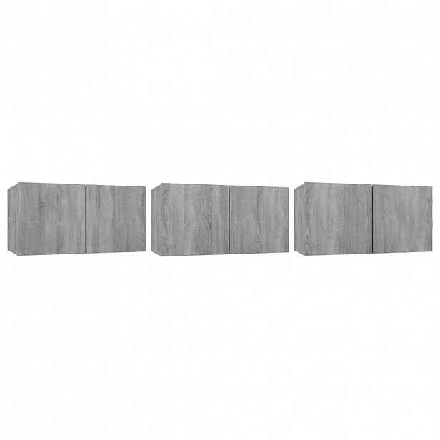 vidaXL Závěsné TV skříňky šedé sonoma 3 ks 60 x 30 x 30 cm kompozit