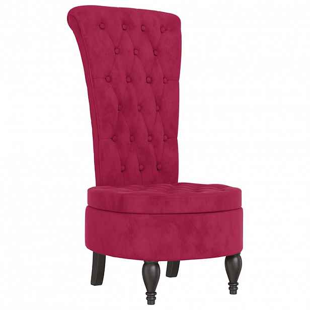 vidaXL Židle s vysokým opěradlem vínová samet design s knoflíky