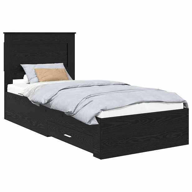 vidaXL Rám postele se zásuvkou Černý dub 90 x 190 cm Kompozitní dřevo