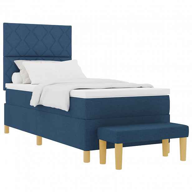 vidaXL Postel s boxspringem s čelo Modrá 200 x 100 cm textil