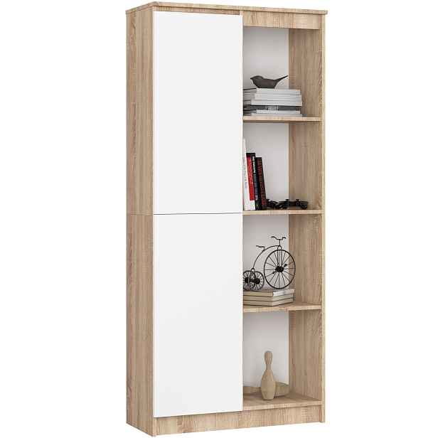 Ak furniture Regál Rexa 80 cm 1 skříňka a 4 police dub sonoma/bílý