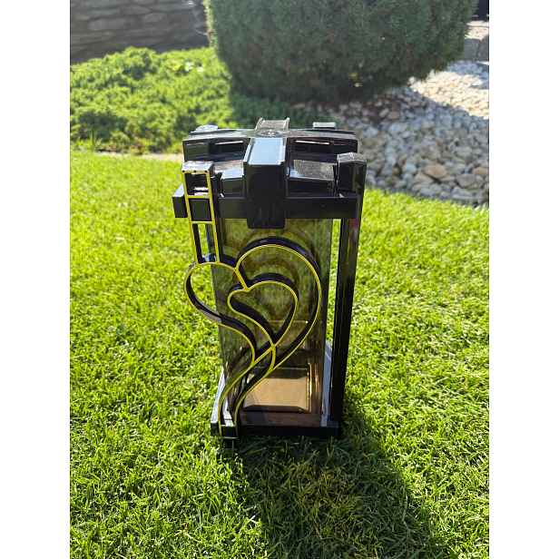 Hřbitovní Svíčka černá – dvě varianty – srdce nebo růže 31x13 cm