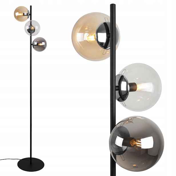 Stojací Lampa Černá-chrom Loftová Moderní Skleněné Barevné Koule