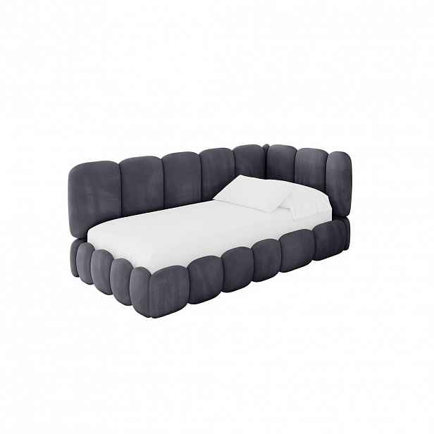 ALTDECOR JEDNOLŮŽKOVÁ POSTEL pro mládež s úložným prostorem, vlevo - AVRY 80x200 tmavě šedá