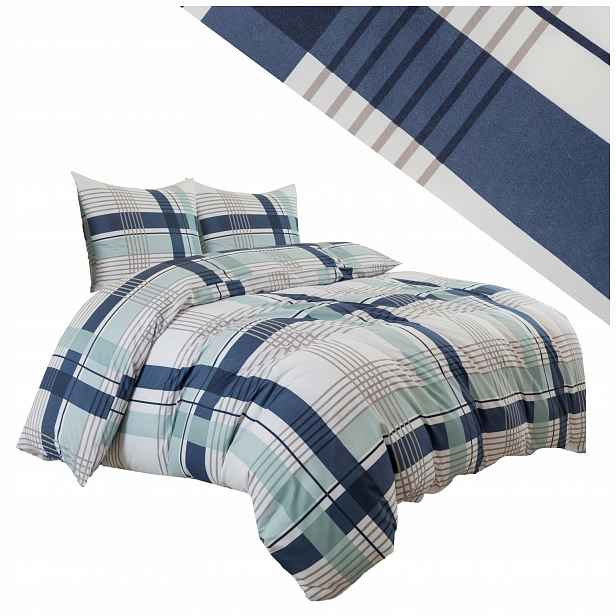 Povlečení 220x200 2 povlaky na polštáře 70x80 hladké Eusebia Home se zipem, kostkovaný vzor