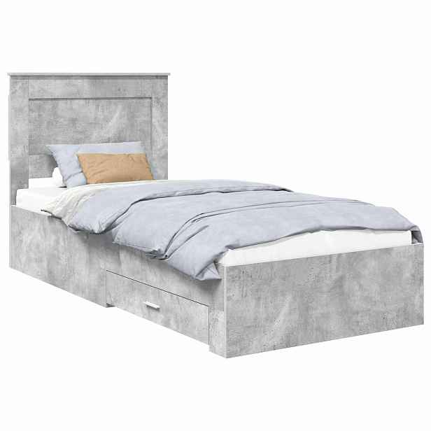 vidaXL Rám postele s čelo Betonově šedá 90 x 190 cm Kompozitní dřevo