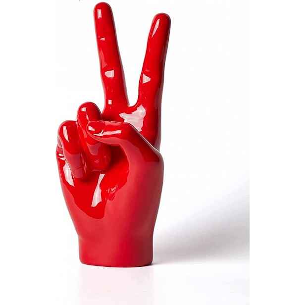 Řežička Ruky Victory V Znamení pokoje Moderní červená dekorace 28 cm