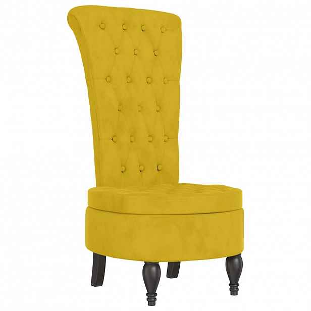 vidaXL Židle s vysokým opěradlem žlutá samet design s knoflíky