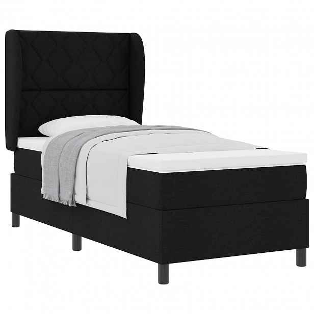 vidaXL Postel s boxspringem s čelo Černá 90 x 190 cm textil
