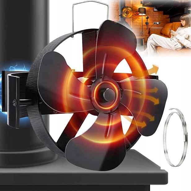 Krbový Ventilátor Pro Kamna Na 4 Lopatky S Tichou Energií A Magnetickou Funkcí
