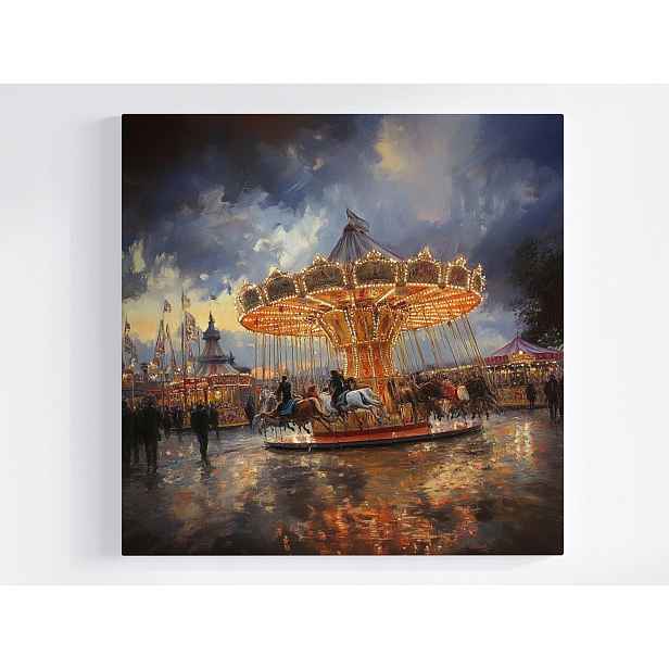 Obraz Na Plátně Plátno Město Lunapark Zábavní Park Kolotoč 50x50