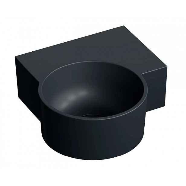 OMNIRES Ovo M+ - Umývátko 34x35 cm, bez přepadu, bez otvoru pro baterii, pravé, matná černá OVO335UWPBLV
