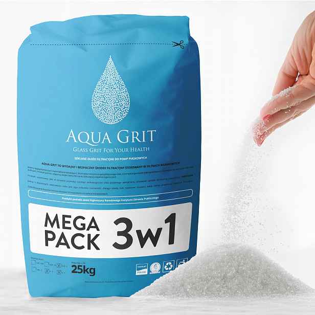 Sklo – rozdělené ložisko Aqua Grit Pack Atest Pzh 25 kg