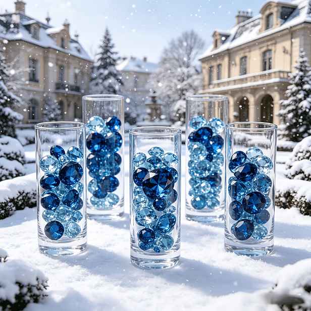 TEMU 3314 ks, 0,3/0,8/1,4/2 cm Akrylové diamantové falešné drahokamy pro výplň váz, světle modré diamanty, plovoucí svíčky, dekorace na párty věnec,
