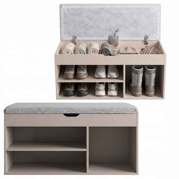 Botník Se Sedákem Béžová Mdf 80X30X43 CM S Čalouněním