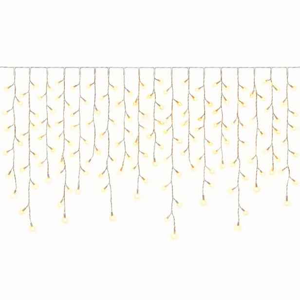Easy Fix venkovní LED rampouchy, světelné, 300 × 90 cm, teple bílá, 174 diod, bílý kabel, IP67, prodlužovací