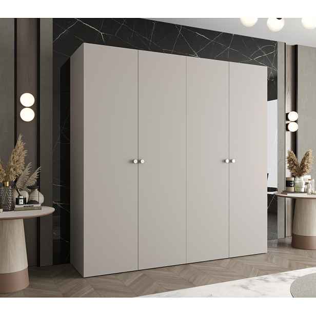 Elegantní šatní skříň CAITIR 1 200 cm - kašmír / stříbrné úchyty