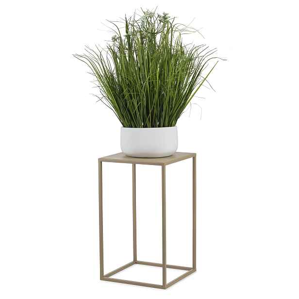 HowHomely Kovový stojan na květiny BOOLO 40 cm béžový