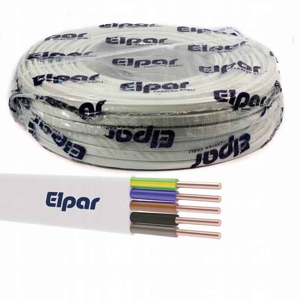 Kabel YDYp 5X1,5 450/750V plochý drát bílý Elpar (balení 100 m)