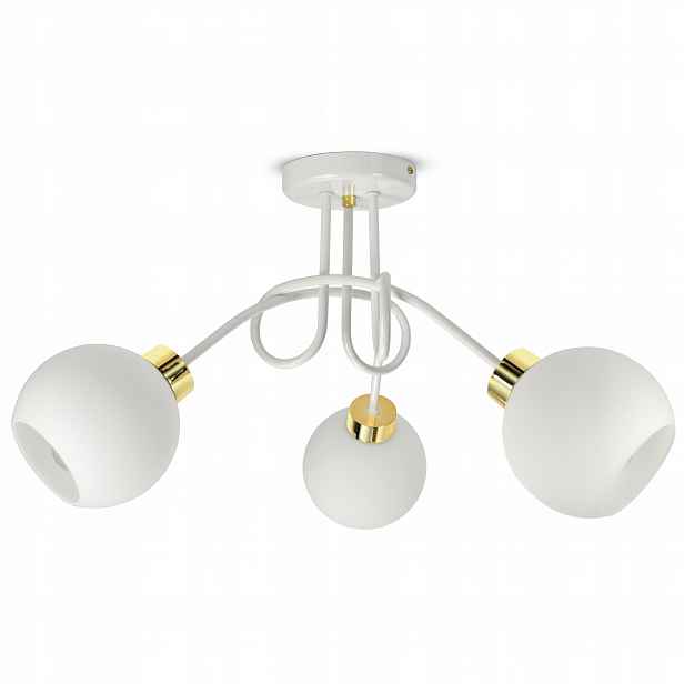 Závěsná stropní lampa Lustr Bílá Skleněné Koule Bílé Sklo PE3 Led E27