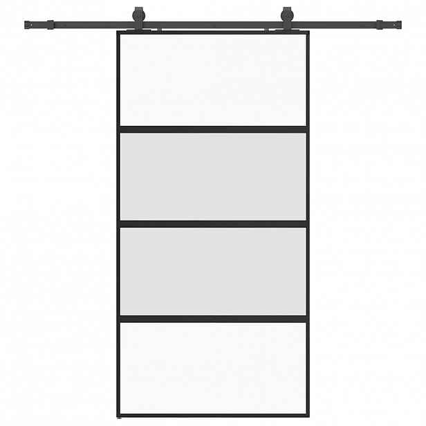 vidaXL Posuvné dveře se sadou kování černé 102,5x205 cm Tvrzené sklo