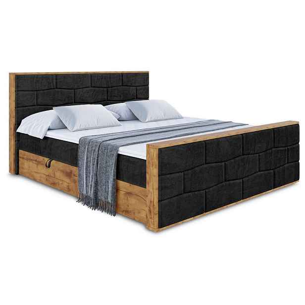 ALTDECOR KONTINENTÁLNÍ POSTEL s matrací H3 - LOLLI8-Z - 140x200 cm Černá