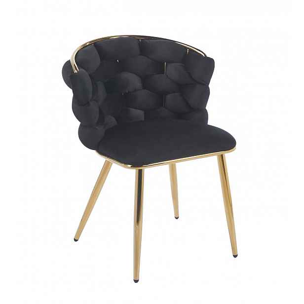 Designová jídelní židle EVANDOR - černá / zlatá