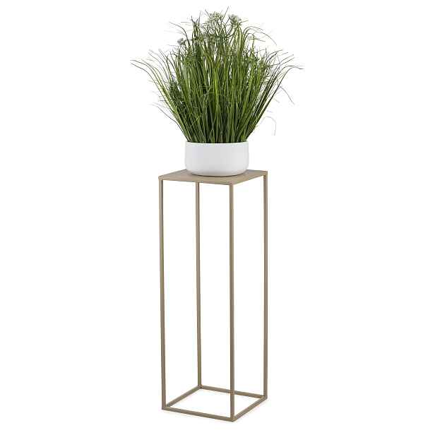 HowHomely Kovový stojan na květiny BOOLO 70 cm béžový