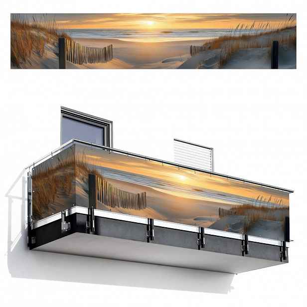MuchoWow BALKONOVÁ ZÁSTĚNA Pláž - duny - západ slunce 500x100 cm