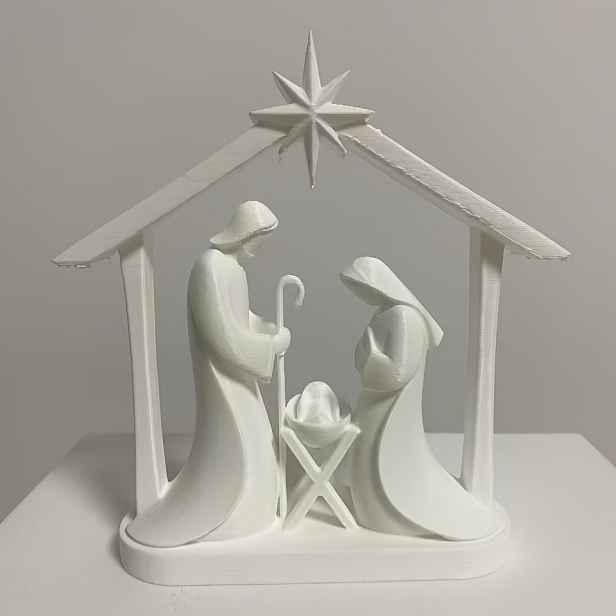TEMU Betlém 12 cm vhodný pro Vánoce a Den díkůvzdání - Nadčasový minimalistický plastový jesličky s figurkou - Kompaktní stolní dekorace pro domov, ,